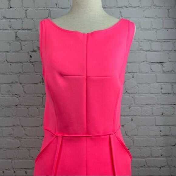 Milly Barbie Core Pink Neoprene Sleeveless Scuba Shift Dress with Pockets Size 6 - Picture 3 of 13